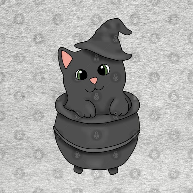 Black Cat in a cauldron by Becky-Marie